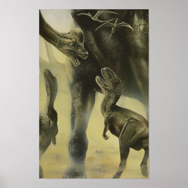 Poster Dinossauros Vintage, Torvosaurus e Brachiosaurus (Frente)