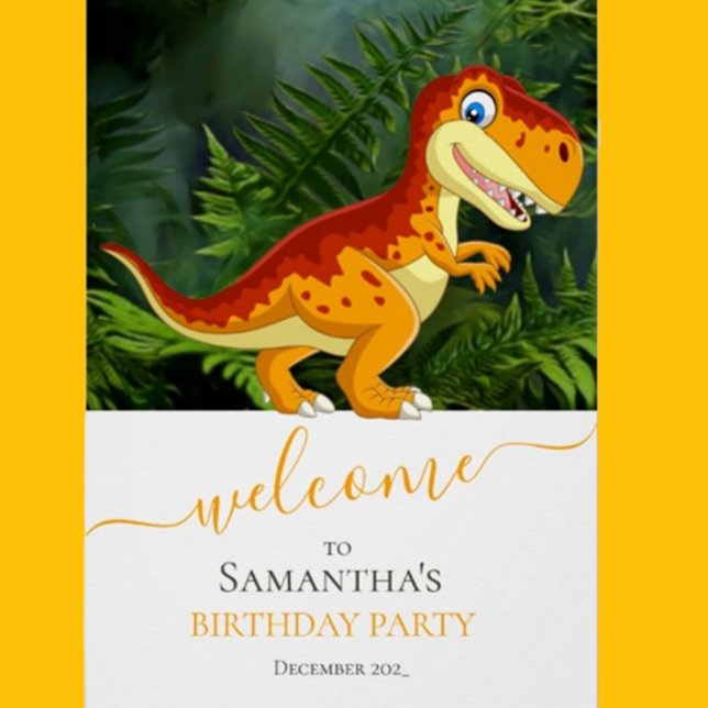 Pôster DINOSUAR Aniversário T Rex, ouro ( Celebrate your little one's special day with a stunning T-Rex gold birthday theme! )