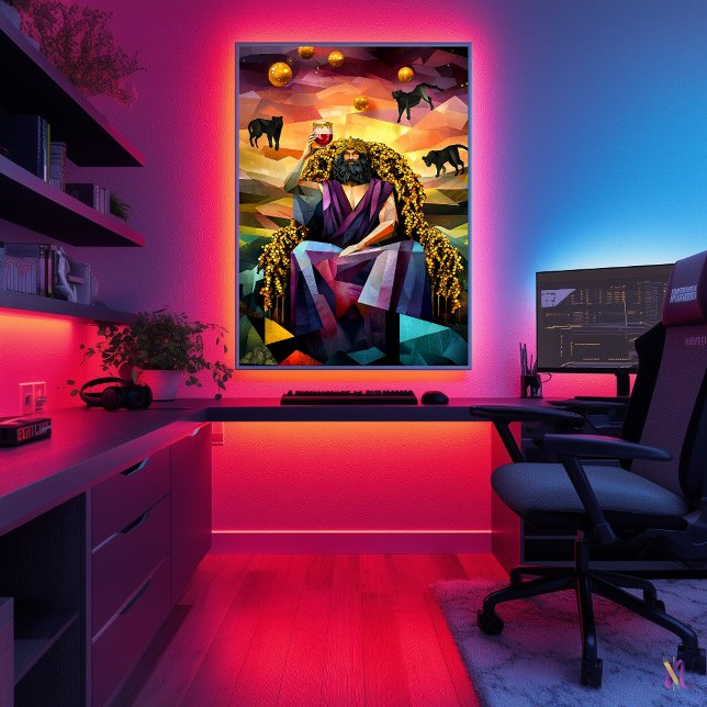 Poster Dionísos - Lenda Minimalista Cubista - Deus do Vin (Criador carregado)