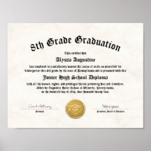 Diploma da 5 8.a Graduação na Escola de Acolhiment