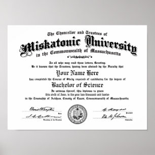 Poster Diploma da universidade de Miskatonic --