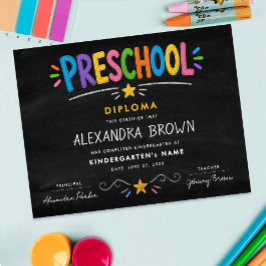 Poster Diploma de Estrela de Graduação de Pré-Escola Colo