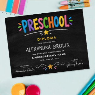 Poster Diploma de Estrela de Graduação de Pré-Escola Colo