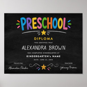 Poster Diploma de Estrela de Graduação de Pré-Escola Colo