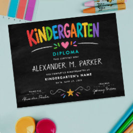 Poster Diploma de Graduação da Pré-Escola Infantil Colori