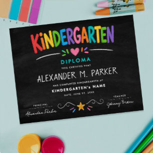 Poster Diploma de Graduação da Pré-Escola Infantil Colori