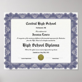Poster Diploma de Graduação de Escola de Ensino Médio com