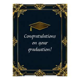 Pôster Diploma de Graduação Elegante com Cartola
