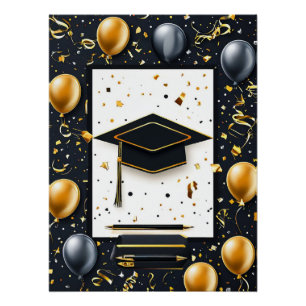 Pôster Diploma de Graduação Elegante com Cartola