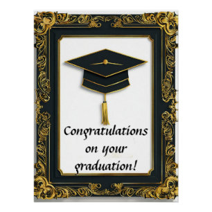 Pôster Diploma de Graduação Elegante com Cartola