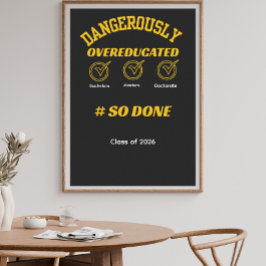 Poster Diploma de graduação engraçado dourado e preto