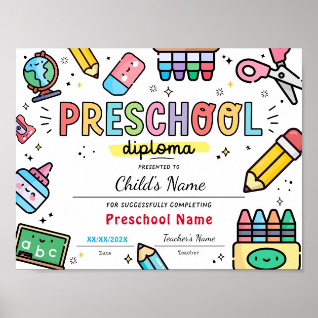 Poster Diploma de Graduação Pré-Escolar (Frente)