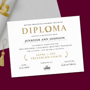 Poster Diploma de Graduação Simples e Elegante com Coroa
