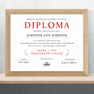 Poster Diploma de Graduação Vermelho Branco Clássico Digi