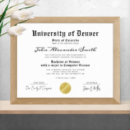Poster Diploma de Graduado Preto e Branco Simples e Elega