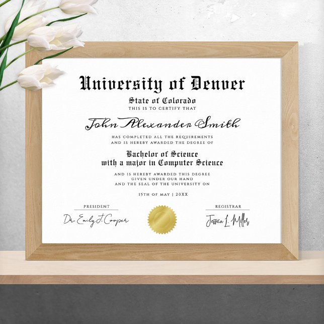 Poster Diploma de Graduado Preto e Branco Simples e Elega (Criador carregado)