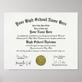 Poster Diploma de Segundo grau com quadro clássico