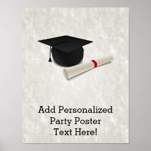 Poster Diploma do boné de formatura personalizável