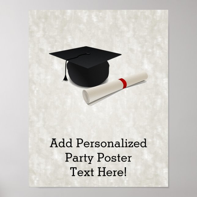 Poster Diploma do boné de formatura personalizável (Frente)