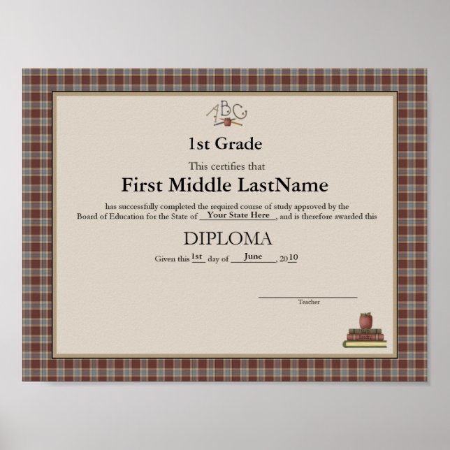 Pôster Diploma do Colégio de Apples da ABC (Frente)