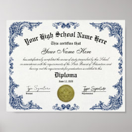 Poster Diploma do formando do segundo grau, certificado G