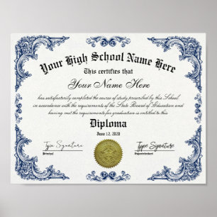 Poster Diploma do formando do segundo grau, certificado G