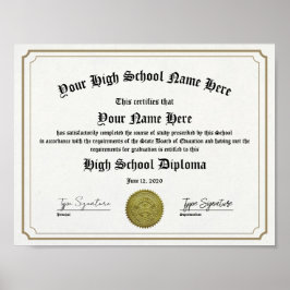 Poster Diploma do formando do Segundo grau, com estrutura