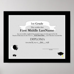 Poster Diploma graduado preto e branco de Homeschooler
