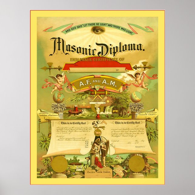 Pôster Diploma Masônico (1891) (Frente)