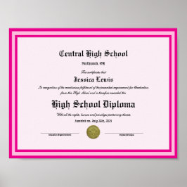 Poster Diploma Novidade Lembrança do Ensino Médio