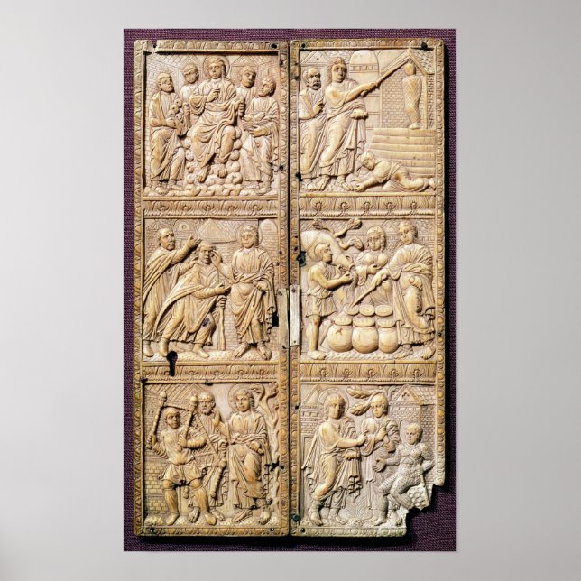 Pôster Díptico mostrando os milagres do Cristo (Frente)