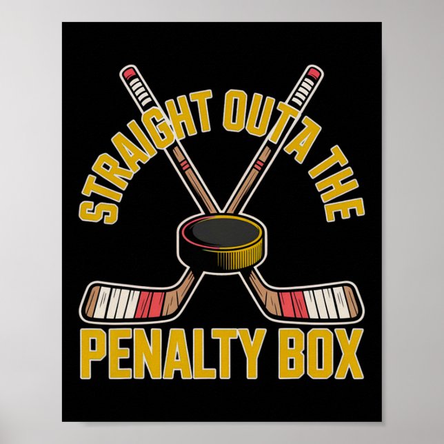 Poster Direto da Caixa de Penalidade Design de Hockey (Frente)