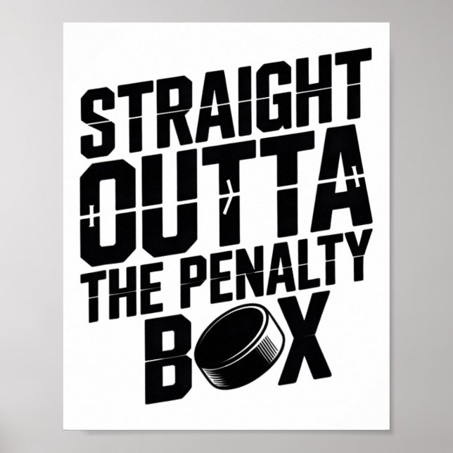 Poster Direto da Caixa de Penalidade Funny Hockey Gelo Ri (Frente)