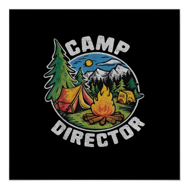 Pôster Diretor de Acampamento Retro Camping Acampamento d (Frente)