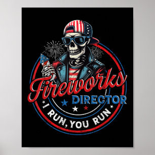 Poster Diretor de Fogos de Artifício Esqueleto Engraçado