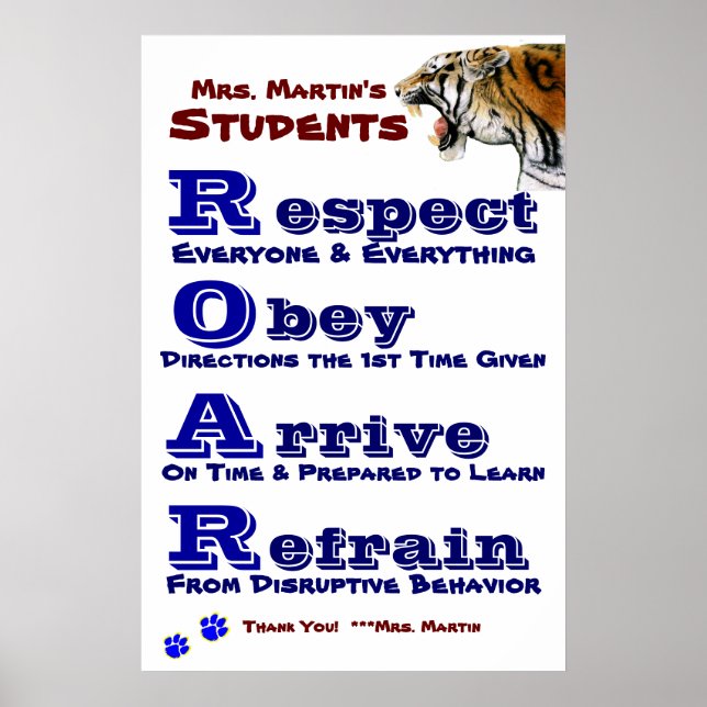 Poster Diretrizes/Regras de Classe (Frente)