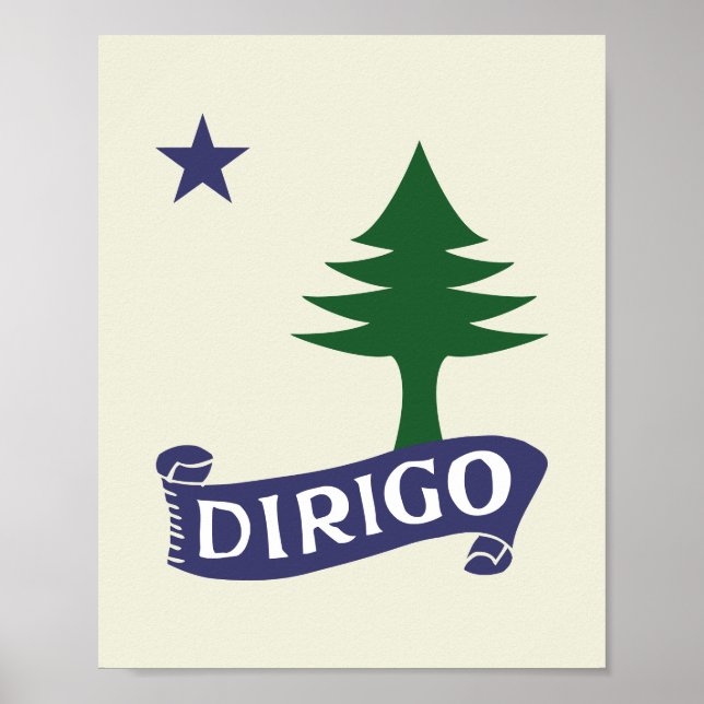 Poster Dirigo / 1901 Maine Flag Arte Framável (Frente)