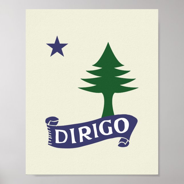 Poster Dirigo / 1901 Maine Flag Arte Framável (Frente)