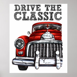 Poster dirija o carro conversível clássico 2