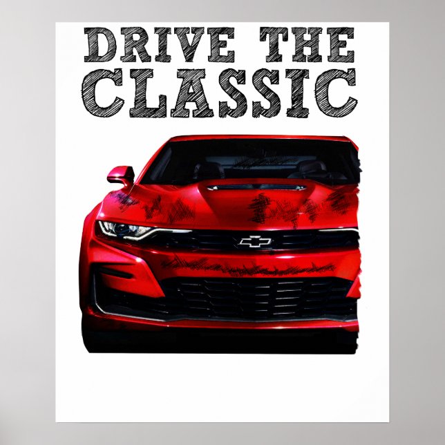 Poster dirija o Chevrolet Camaro clássico (Frente)