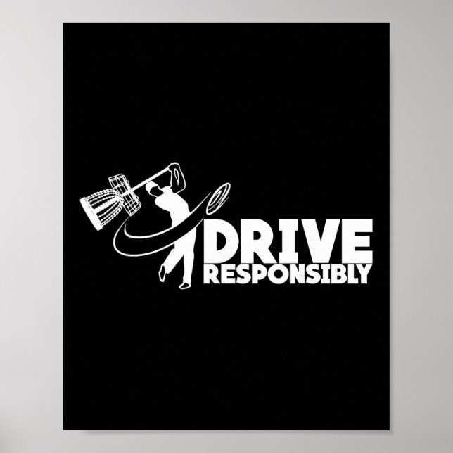 Poster Dirija Responsavelmente - Disc Golfer Engraçado Ba (Frente)