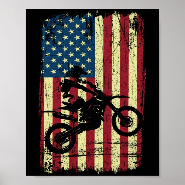 Poster Dirt Bike American Flag 4th (Frente)