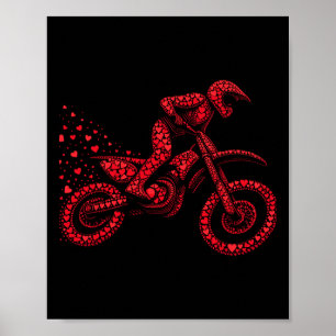 Poster Dirt Bike Heart Biker Boys Mulheres Namorados D