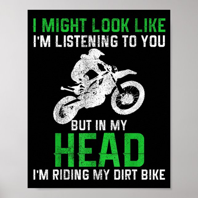 Poster Dirt Bike Motocross Enduro Funny Quote Motorcycle  (Frente)