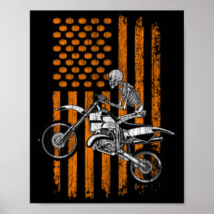 Poster Dirt Bike Skeleton Halloween Men Dirt Bike Fa
