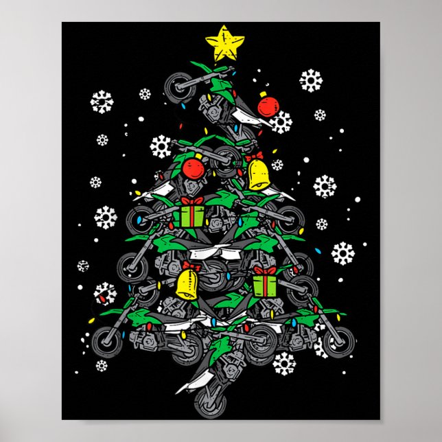 Poster Dirt Bikes Christmas Tree Xmas Motocross Men Boy  (Frente)