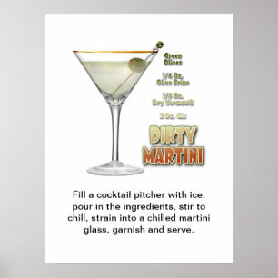 Poster Dirty Martini Cocktail Recebe art 18"x24"