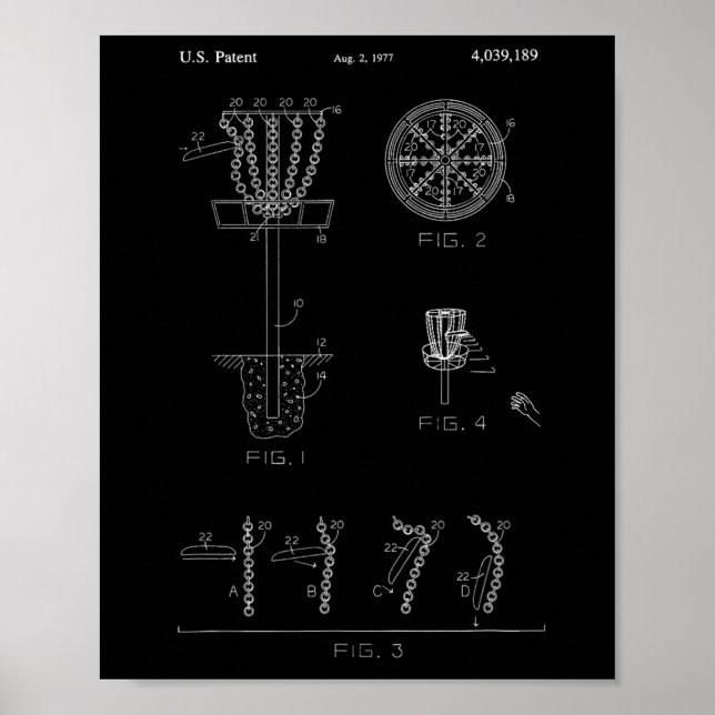 Poster Disc Golf Basket Target Patent Design - Frolf  (Frente)