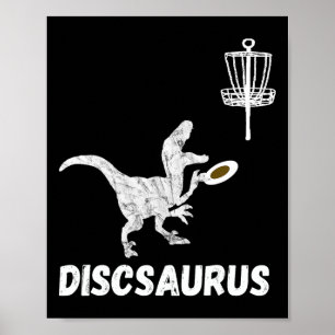 Poster Disc Golf Dinossauro Frolfing T-rex Dino Divertido