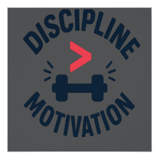 Pôster Disciplina Maior que Motivação - Ginásio Fitness
